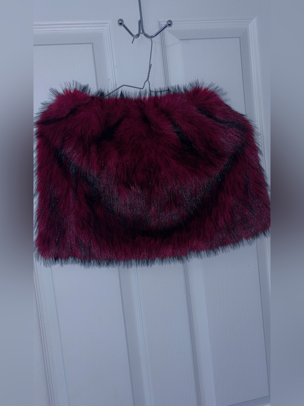 Faux Fur Burgundy Tube Top Sweater